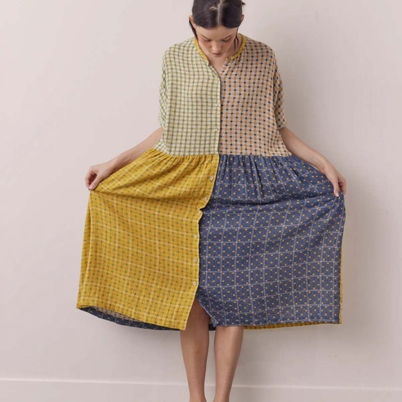 Amente's 100% cotton contrast midi dress - Picture 3 of 10